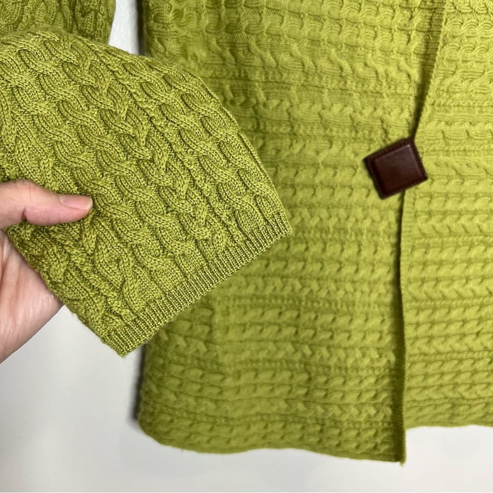 PHILOSOPHY REPUBLIC Lime Green 100% Wool Cardigan Sweater size Small Petite - Picture 12 of 15